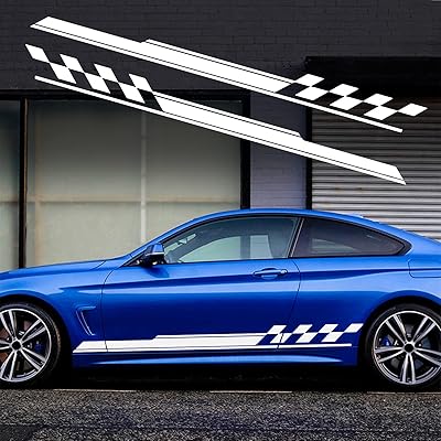 通用汽车侧裙贴花贴纸身体侧面运动赛车条纹图形贴纸 nj024 白色 2 件